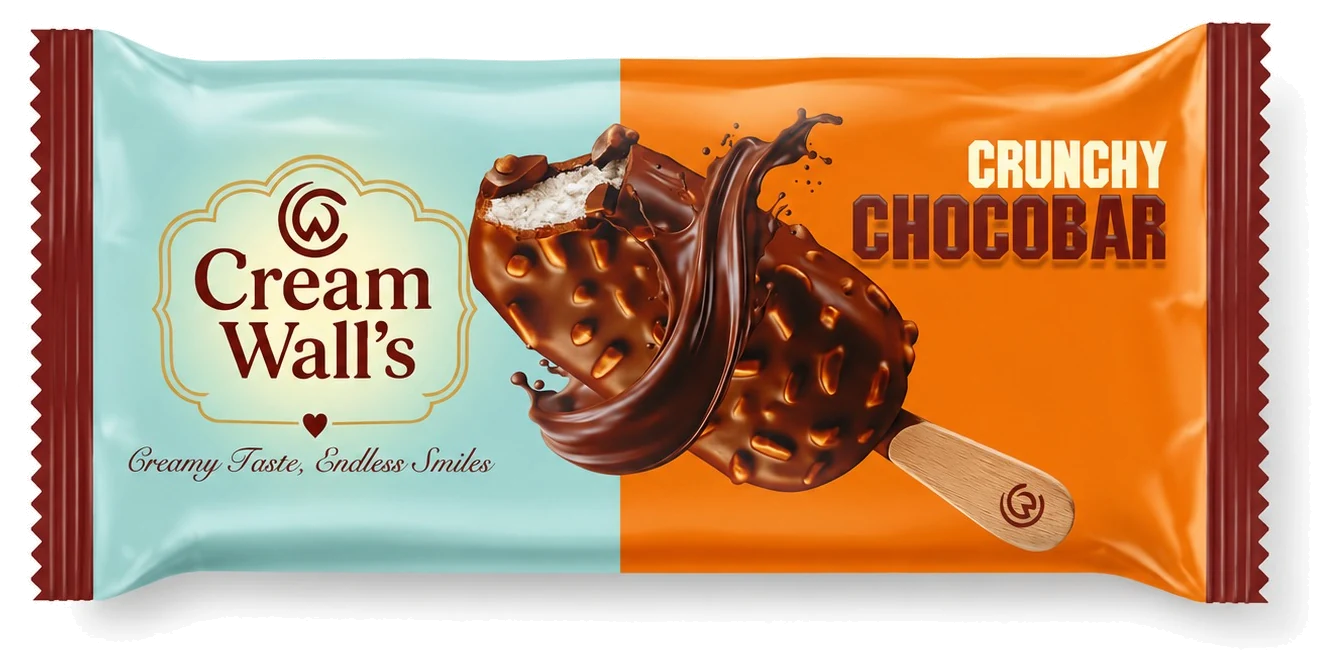 Cream Wall's Crunchy Chocobar pack